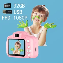Mini appareil photo style dessin animé pour enfant, caméra numérique, jouet de 2 pouces écran HD, enregistreur et vidéo, petit caméscope joli cadeau pour petite fille