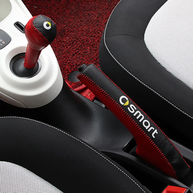 

Car Gear Head Shift Knob Cover Handbrake Grip Car Hand Brake Covers Case For Smart Fortwo Forfour 453 2015 2016 2017 2018