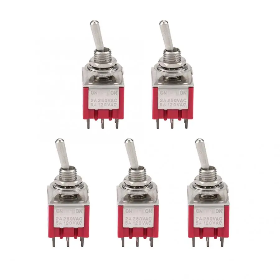 5 шт. ON-ON 2 позиционный тумблер 3PDT 9 Pin 6 мм 2A/250VAC 5A/120VAC