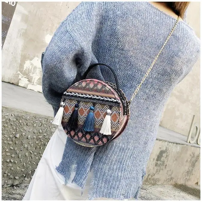 vintage bohemian bag bags chain fringe tassel striped women's handbags purses (23)
