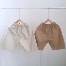 Летние повседневные брюки в Корейском стиле для детей; детская одежда; однотонные шорты с эластичной резинкой на талии; стиль; 212