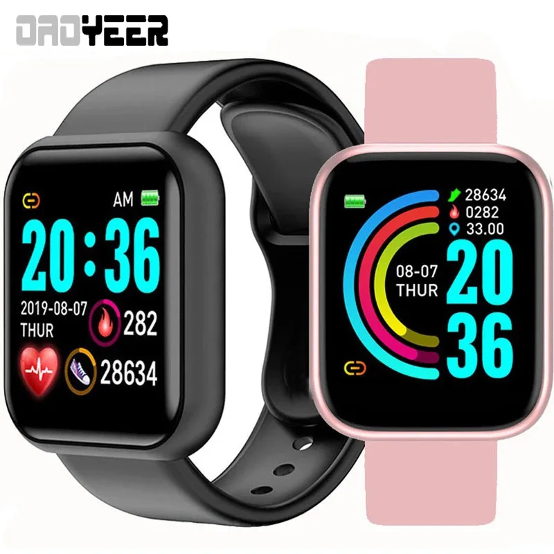 Reloj inteligente Y68 para hombre y mujer, pulsera con Monitor de ritmo cardíaco y presión arterial, Bluetooth, Fitness, D20, para Android e IOS