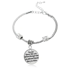 12 шт. вдохновляющие браслеты, которые вы брейвер, чем вы верите, Круглый Кулон, любовь, браслет из цепочек, для женщин, мужчин, друзей, подарок