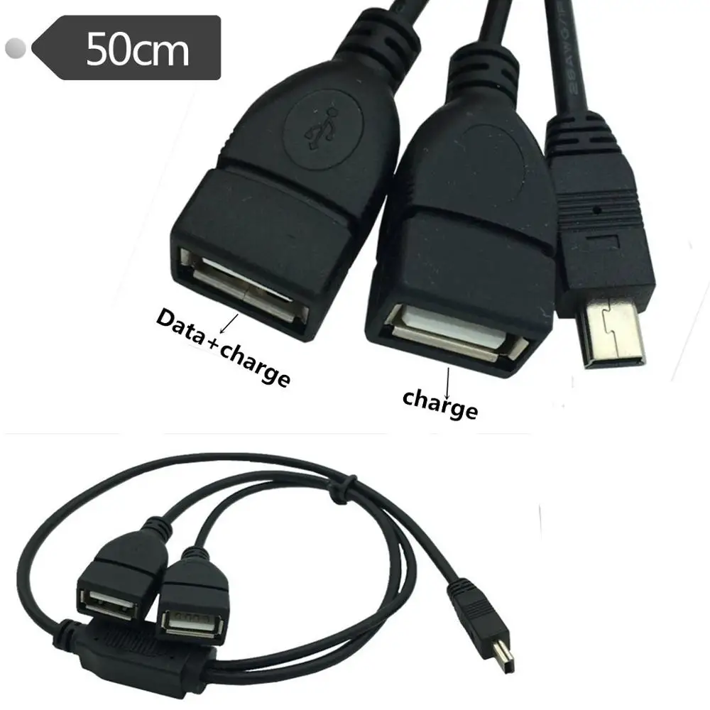 Мини usb хост кабель мини штекер для 2х типа двойной USB OTG адаптер конвертер