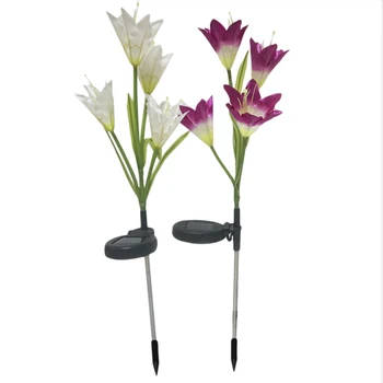 

2Pcs Solar Color LED Lily Simulation Flower Outdoor Waterproof Ground Plug Lamp Garden Lamp Lawn Lamp