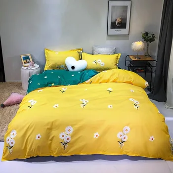 

4 PCs Printed Solid Bedding Set Home Bedding Set High Quality Lovely Pattern with Star Tree Flower Plaid Simple Cartoon Luxury