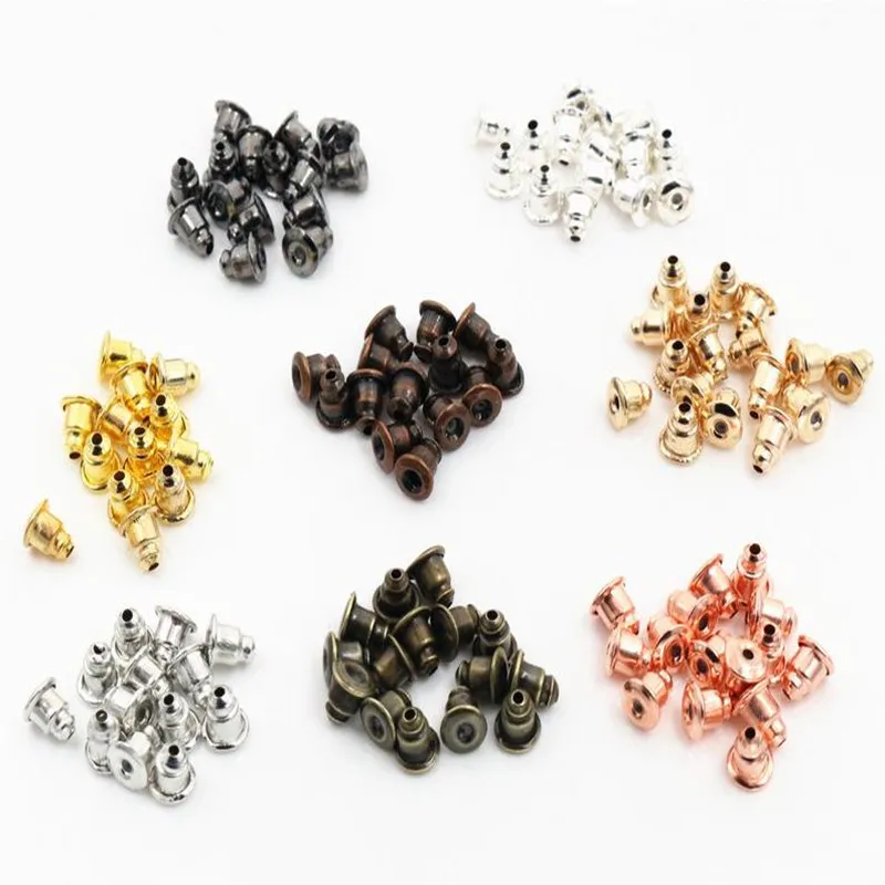200pcs High Quality bullet Earring Backs Classic 8 Colors Plated Metal Back Plug Settings Base Ear Studs | Украшения и аксессуары
