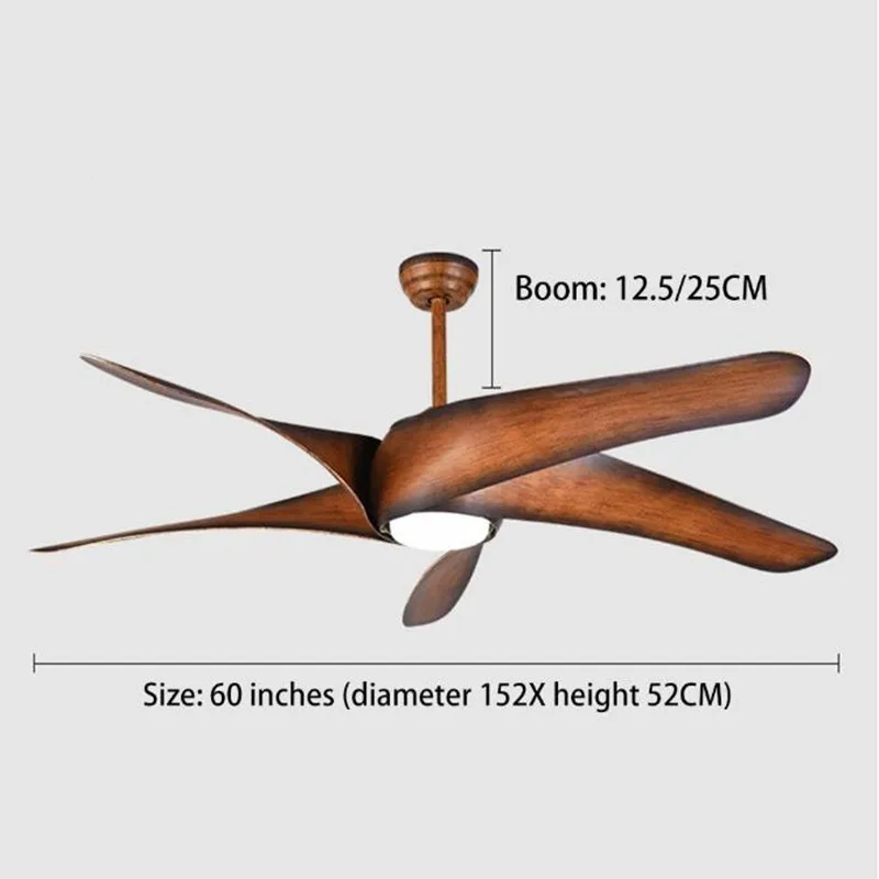 HOOLILO High Quality 60inch Size Light Wave Wood Free Shipping Led Ceiling Fan with Remote Control 110V 220V Modern Ceiling Fan - Цвет лезвия: 60 inch with LED