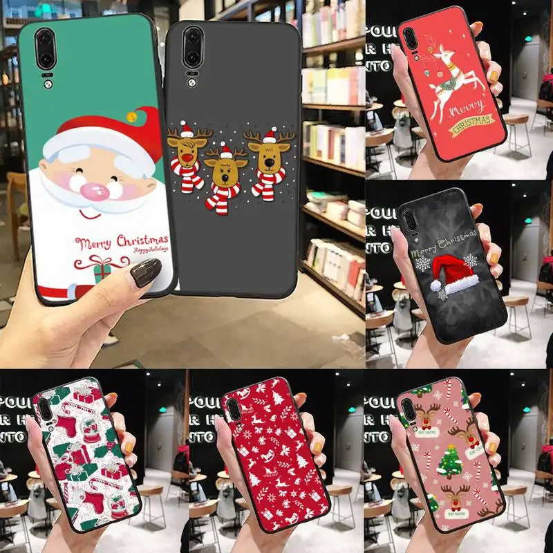 

Christmas Cartoon Deer Phone Case For Huawei P9 P10 P20 P30 Pro Lite smart Mate 10 Lite 20 Y5 Y6 Y7 2018 2019