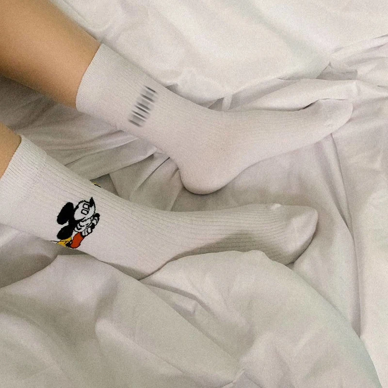 Disney/1 пара носков для девочек длинные носки с Микки Маусом в стиле Харадзюку милые