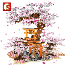 SEMBO şehir Creator japon Fushimi Inari tapınak Sakura Model Mini sokak yapı taşları klasik MOC çocuk oyuncakları çocuk hediye