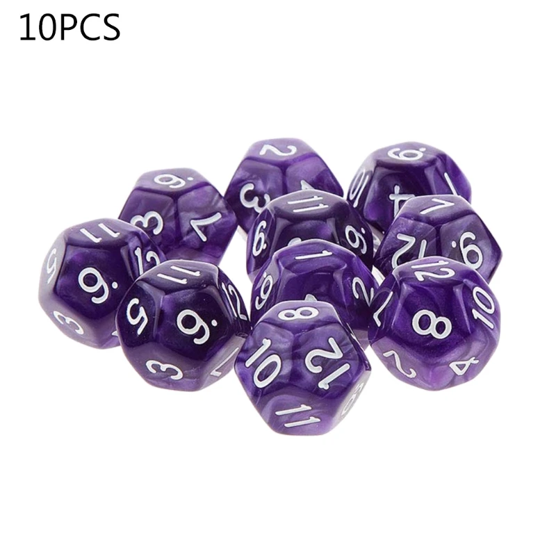 10pcs 12 Sided Dice D12 Polyhedral Dice Family Party RPG Board Game Accessories acrylic dice game dice dice set