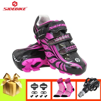 

SIDEBIKE Women cycling shoes mountain bike sneakers breathable self-locking SPD pedals outdoor superstar riding bicycle shoes