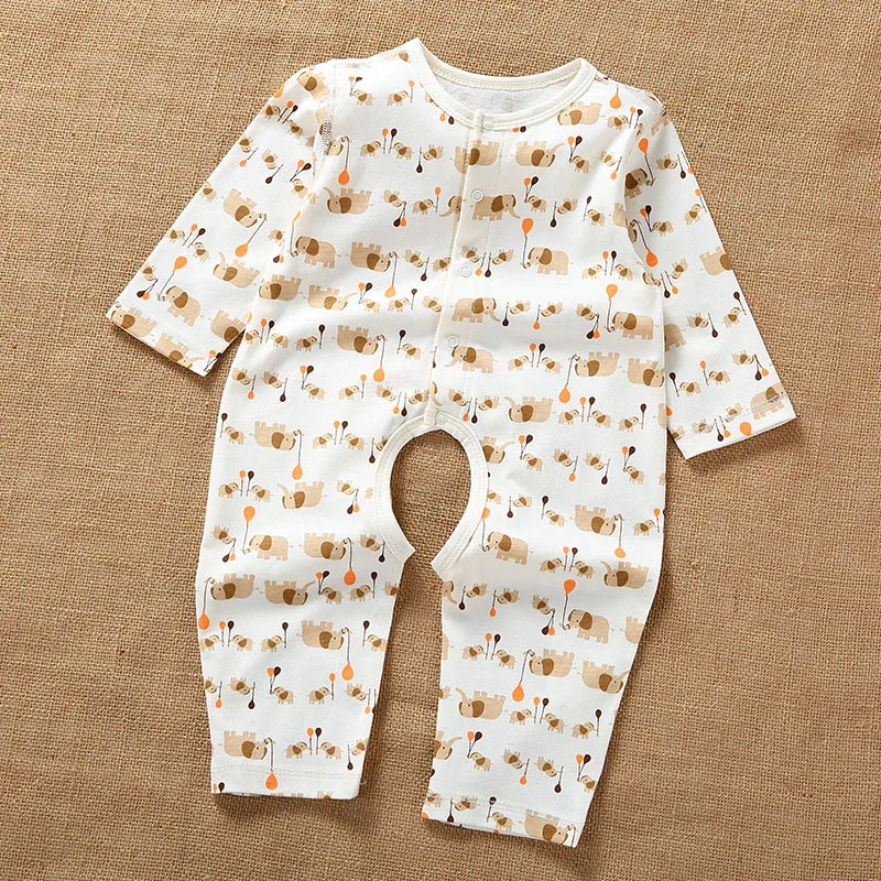 

Childrenswear Spring And Summer New Products Baby Clothes Natural Colored Cotton BABY'S Romper Versatile Open File Design Long-s