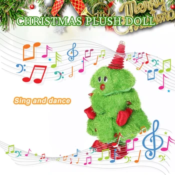 

Animated Plush Christmas Tree LED Singing Dancing Furry Toy Musical Light Up Figure Xmas Electric Tree Kids Toy Xmas Gift 3