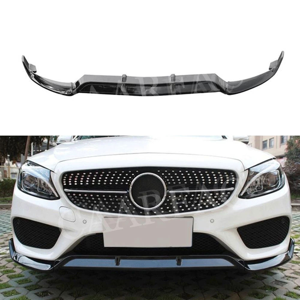 Углеродное волокно ABS передний бампер спойлер для Mercedes Benz W205 C43 AMG C200 C300 только спортивный Бампер- не для C63 3 шт - Название цвета: 2014-2018 year