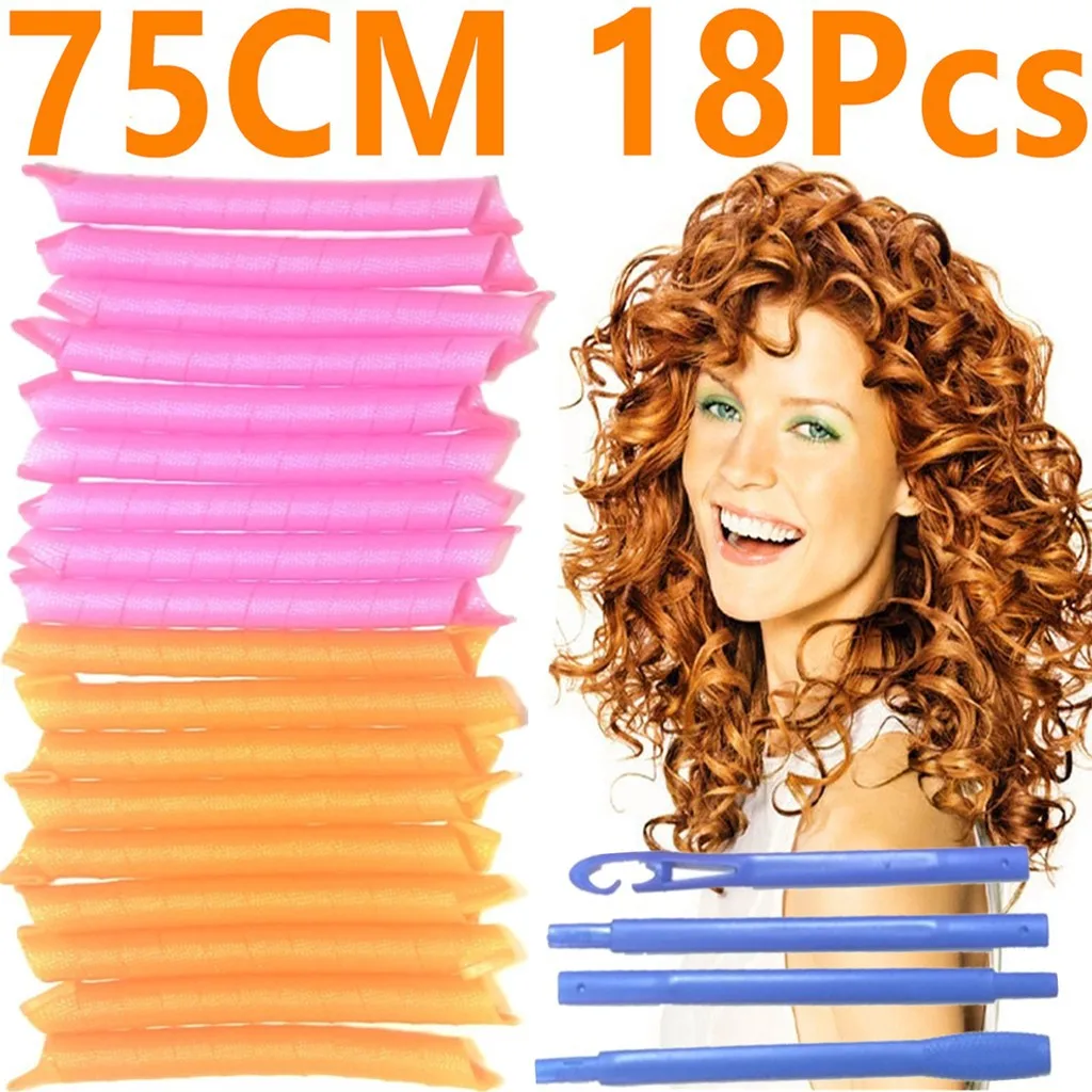 Rodillos de pelo en forma de caracol, rizador de pelo suave en espiral, no ondulado, 75CM, 18 Uds., 4 Uds.