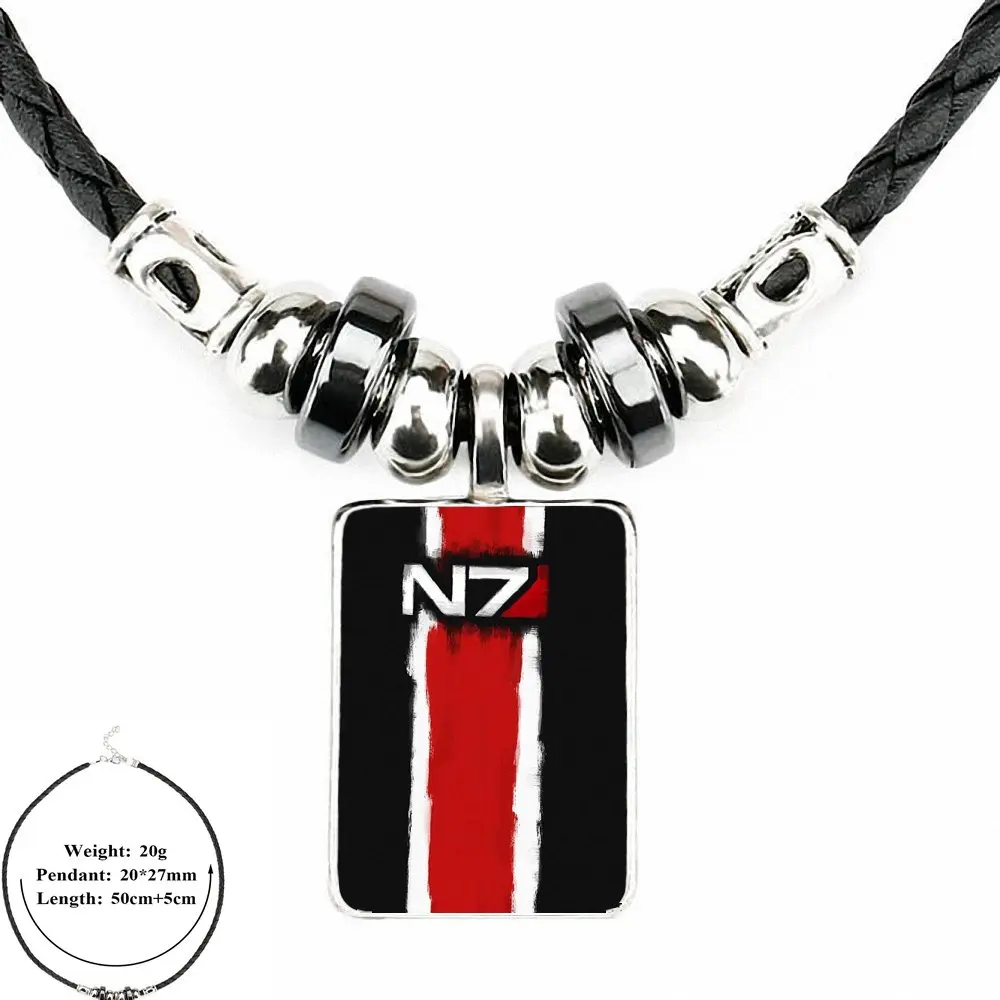 as picture EJ глазурь Mass Effect N7 черная кожаная подвеска-бусы винтажная стеклянная подвеска женское ожерелье ювелирные изделия для женщин подарок для девушек - Окраска металла: as picture