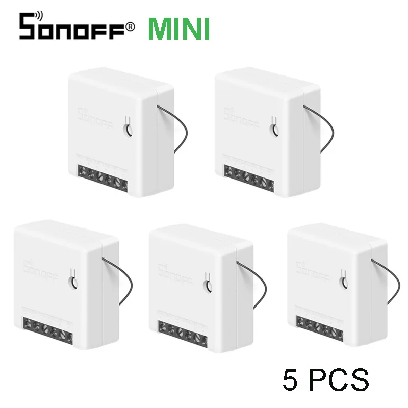 1-10pcsSONOFF Мини Wifi DIY умный коммутатор двухсторонняя проводка модули домашней автоматизации совместимы с eWelink Alexa amazon Google Home - Комплект: Sonoff Mini 5pcs