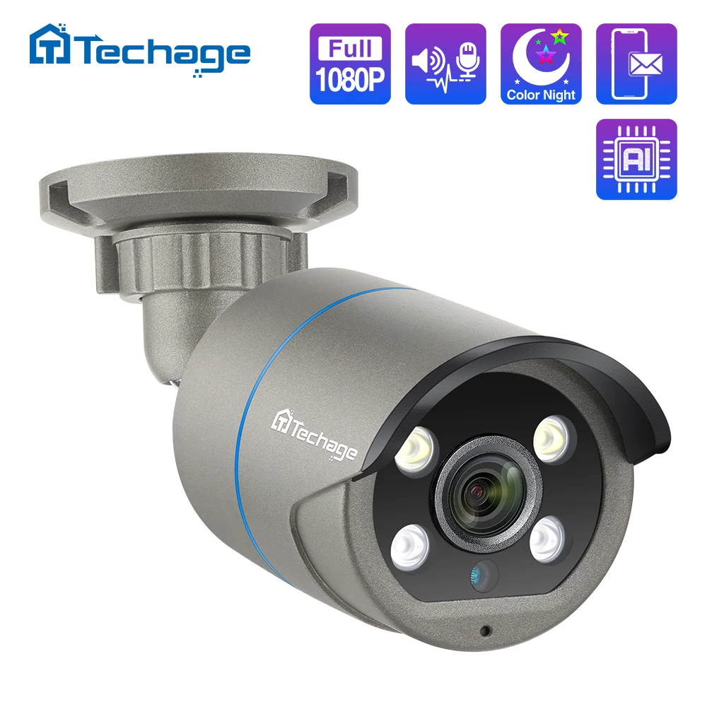 H.265 1080P 2MP 48V POE IP камера Двусторонняя аудио ИК наружная Водонепроницаемая P2P ONVIF CCTV