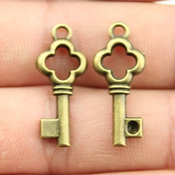 

WYSIWYG 8pcs 25mm Vintage Key Pendants Charm For Jewelry Making Antique Bronze Color Key Pendants Charm Key