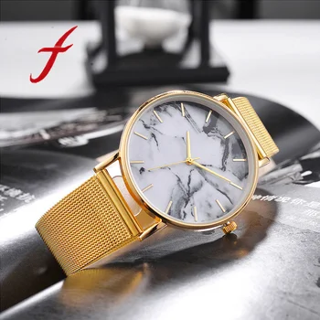 

Relojes Mujer 2020 Fashion Trendy Women Quartz Watch Alloy Wrist Watch Marble Grain Clock Jewelry Gift For Women Montre Femme