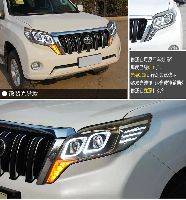 Car styling for Toyota- Prado LED headlight LED DRL Hid Head Lamp Angel Eye Bi-Xenon double beam headlight Accessories