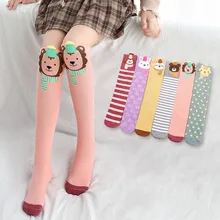 

Children's Tube Socks Cartoon Stockings Spring and Autumn Pure Cotton over the Knee Baby Medium Thick Bunching Socks