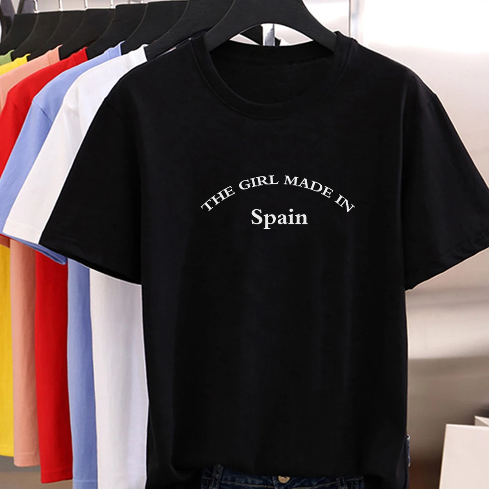 

Minimalism Hipster Style New T Shirt Women Beautiful Trend Casual Refreshing T-shirt THE GIRL MADE IN Spain Letter Print T Shirt