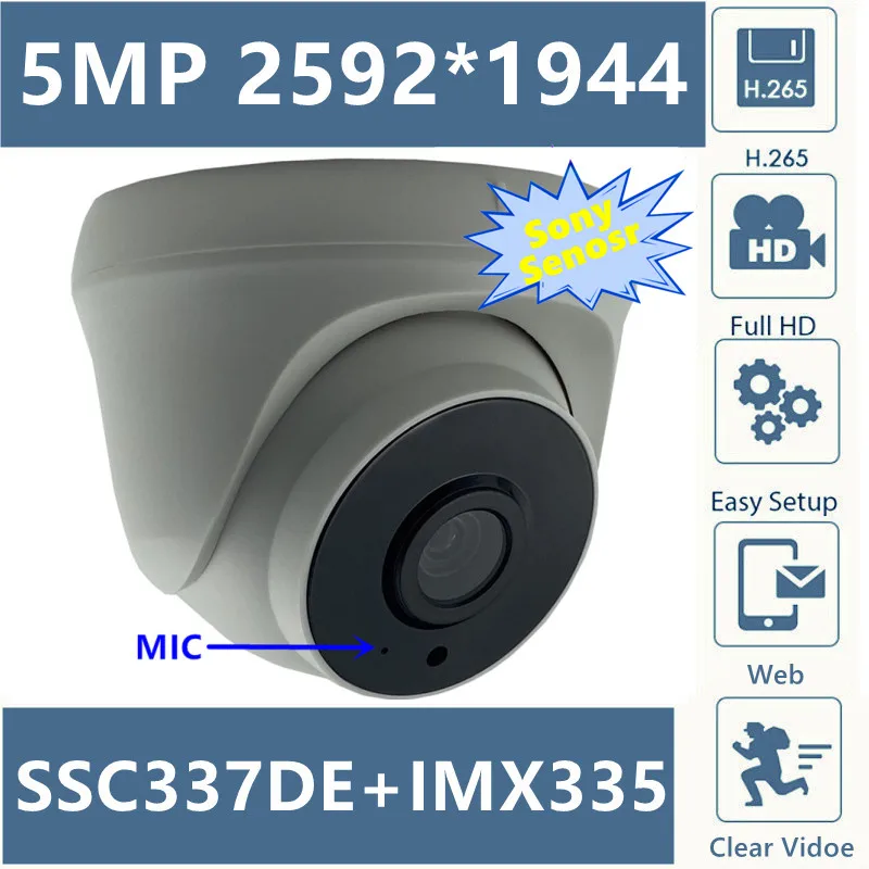 MStar 5MP SSC337DE + Sony IMX335 Встроенный микрофон аудио IP потолочная купольная камера для