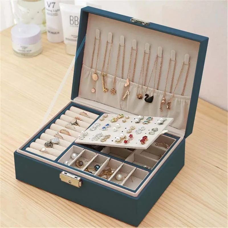Stud-Ornament Jewelry-Box Storage-Box Earrings Multi-Function Large High-Capacity Double-Layer