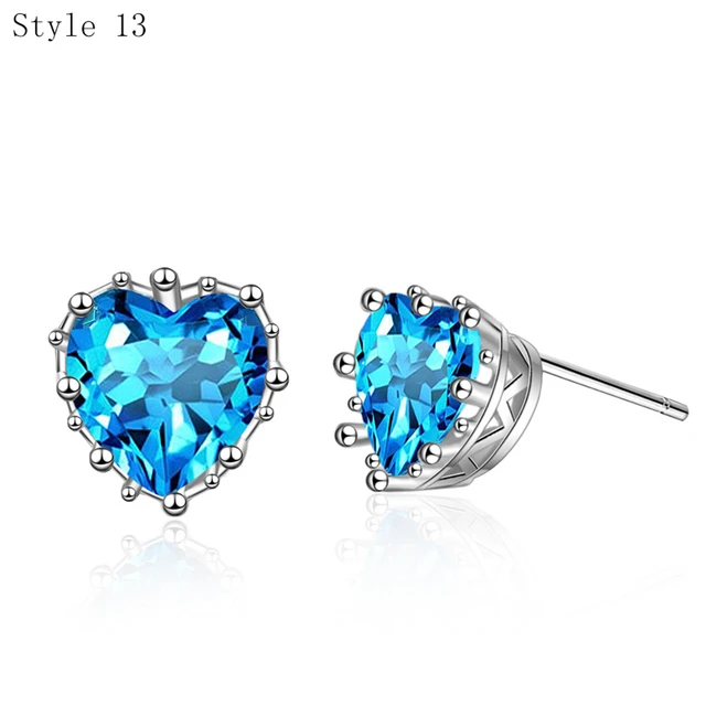 925 Sterling Silver Earrings Stud for Women Solid Silver Jewelry Earrings Bling CZ Zircon Stone Stud Brincos Bridal Wedding 13