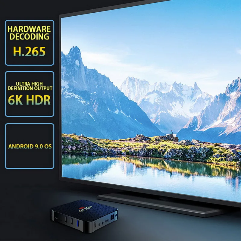 MX10 Pro 6k ТВ Box Android 9,0 4 ядра 64-бит ARM Cortex-A53 Вай-Фай HDMI ТВ Декодер каналов кабельного телевидения Media Player коробка