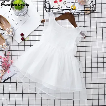 

Gooporson Summer Little Girls Dresses White Lace Mesh Flying Sleeve Princess Dress Elegant Fashion Kids Costume Cute Clothes