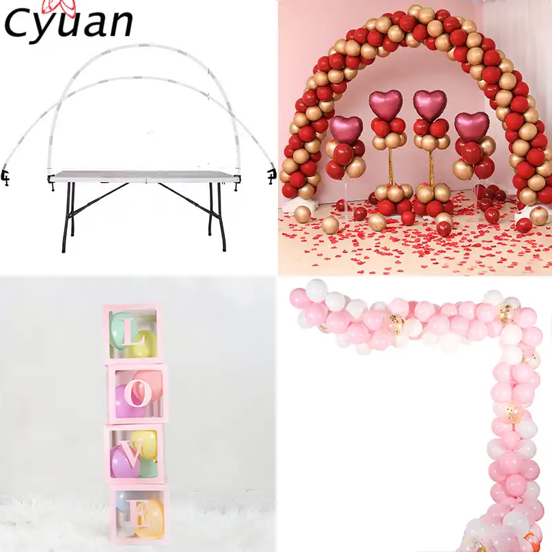 Cyuan Арка с воздушными шарами гирлянды наборы пластиковые колонны стенд для воздушных шариков коробка латексные шары цепи зажимы для дня рож...
