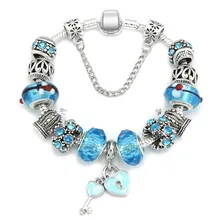 Модные ювелирные браслеты, DIY браслет из сплава с бусинами, голубой глазурованный браслет из бисера подарок на день Святого Валентина