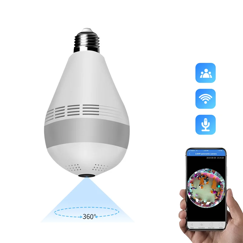 

QZT Infrared Night Vision Bulb Camera 2MP Secret Micro Camera WIFI Wireless Small Mini Camcorders 360Â° Light Bulb Camera IP WIFI
