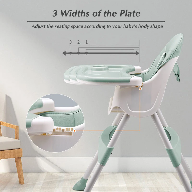 Baby Shining Kids Highchair Feeding Dining Chair Double Tables Macaron Multi-function Height-adjust Portable with Storage Bag