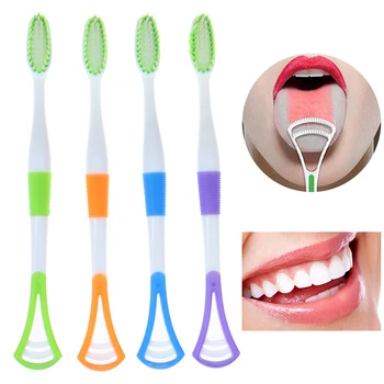 

1PCS Cleaning Tool Dental Oral Toothbrush 2 in 1 Brush Tongue Scraper Cleaner