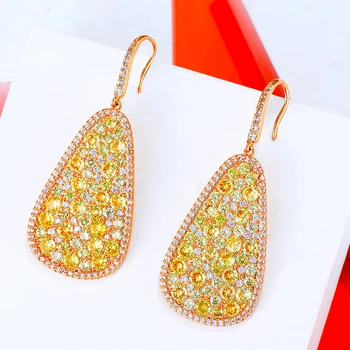 

missvikki 2020 New Luxury Statement Trendy Drop Earring Women Clear Yellow Mirco CZ Paved Cubic Zircon Bridal Wedding Jewelry