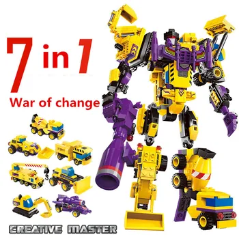 

7 in 1 Enlighten Transformer Robot Mars God of War Fight Toy Model kit Building Blocks Sets Bricks Creator boys kids Toys Gift