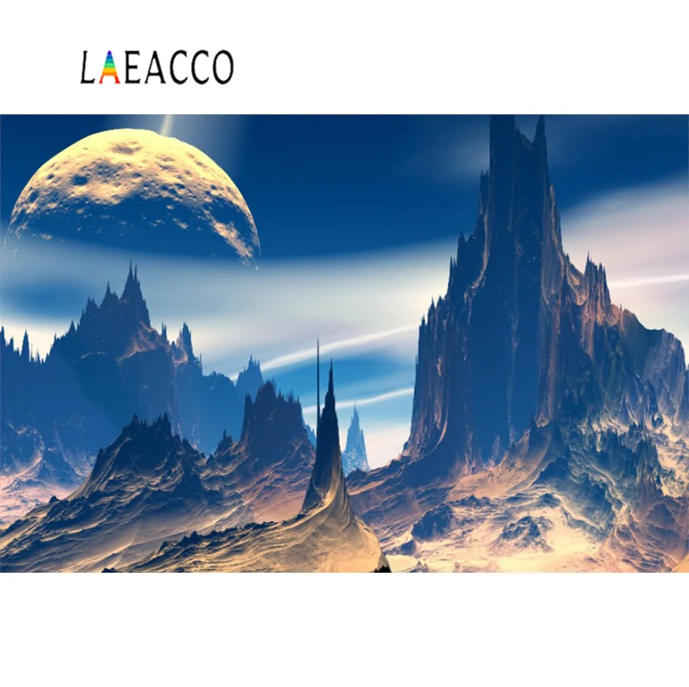 Laeacco Science Fiction Planet Mountain Night Scenic фотофоны для фотостудии|Фон фотосъёмки| |