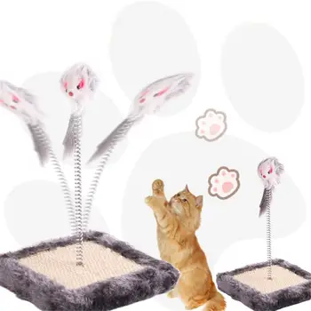 

Funny Cat Teaser Toy Elastic Feather False Mouse Crazy Amusement Disk Pet Play Activity Toys Kitten Scratching Interactive Toy