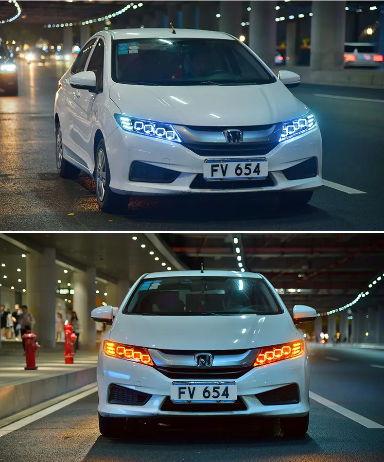 Hireno автомобильный Стайлинг для Honda City головной светильник светодиодный головной светильник светодиодный DRL СВЕТОДИОДНЫЙ матричный объектив Поворотный Светильник