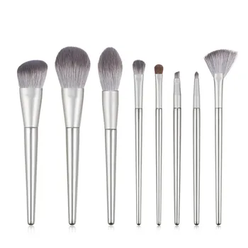 

8Pcs Makeup Brushes Set Silver For Foundation Blush Eyeshadow Concealer Powder Lip Make Up Cosmetics Brush Makeup Pen T08089