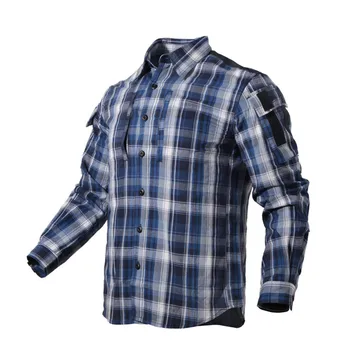 

Army Fan Plaid Tactical Shirt Men Women Long Sleeve Breathable Cotton Plaid Shirt Outdoor Hiking Training Military Shirt Uniform