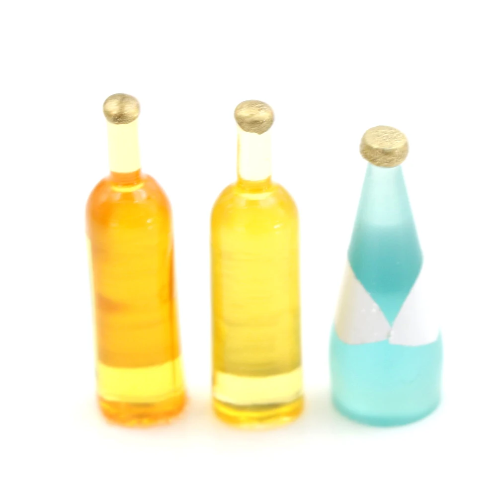 One Set Simulation Wine bottles Wine Bottle Doll Food Kitchen Living Room Accessories 1:12 Scale Dollhouse Miniature Toy