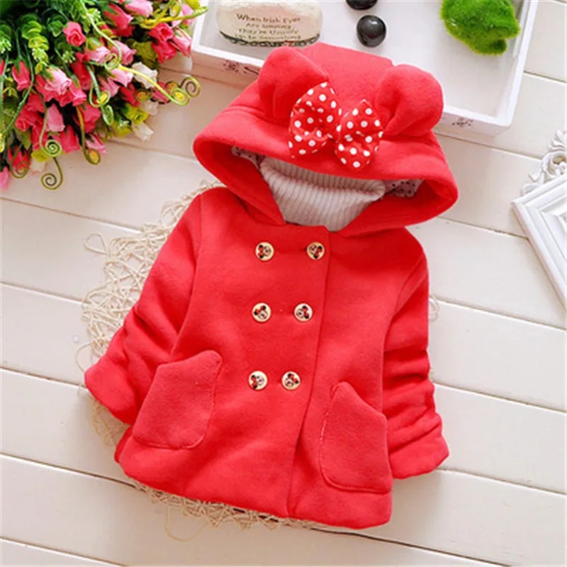 Повседневное утепленное шерстяное пальто для маленьких девочек, детская рубашка с капюшоном верхняя одежда с карманами и бантом для девочек, куртки, одежда