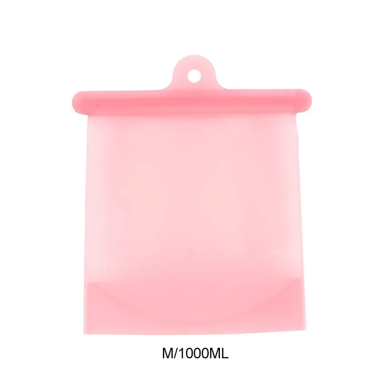 Pink Силиконовый мешок для хранения пищевых продуктов продовольственные контейнеры многоразового использования пищевой герметичный Ziplock мешок 500 мл/1000 мл - Цвет: Pink