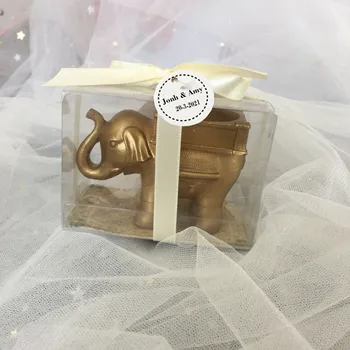

Personalized Resin Elephant candle holder Wedding supplies Favors Anniversary souvenirs Party return gifts for guests 25pcs lot